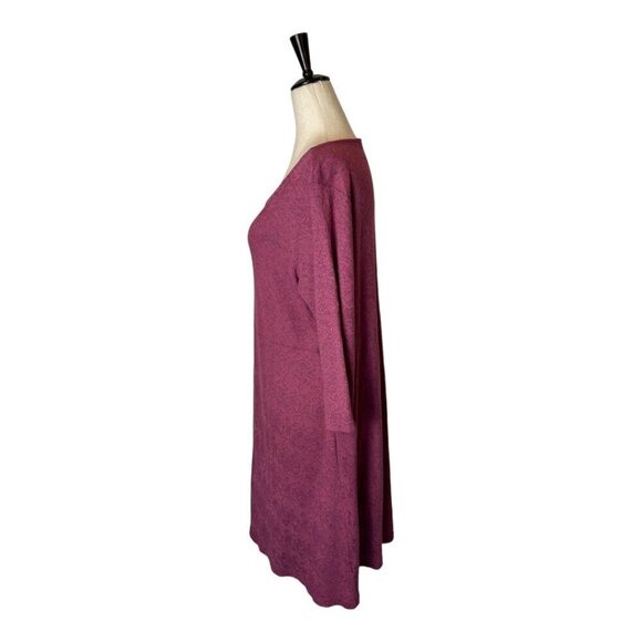 Cut Loose Dress‎ Women Large Pink Mauve Lace Like Pattern Long Sleeve Mini Boho - Picture 6 of 9